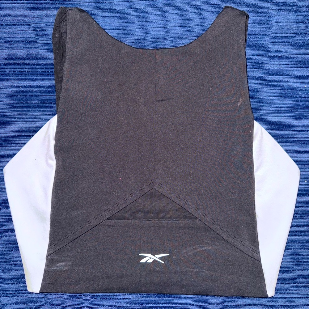 Reebok Black and White Cut Out Mesh Sports Bra